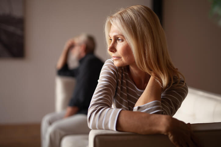 Older couple contemplating divorce