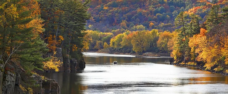 A scenic river during Autumn in Wayzata, MN